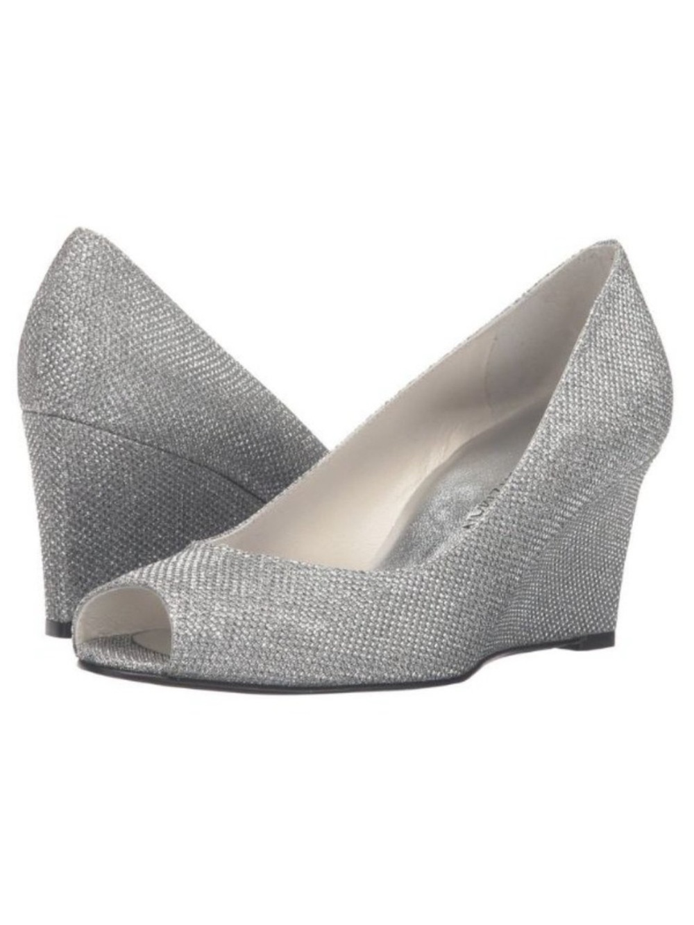 Stuart Weitzman Annaform Size 8 Silver Formal Wedge Pump Heels